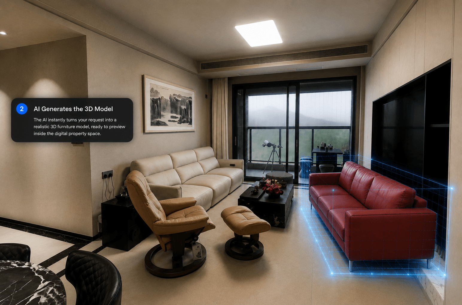 Step 2 — AI generates a realistic 3D furniture model